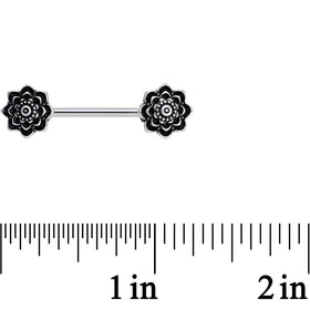 14G 5/8 Symmetric Black Lotus Flower Nipple Babell Set