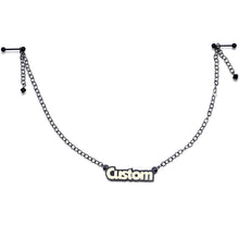 Custom Black Glow Name Nipple Chain Created with Crystals