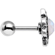 16G Iridescent White Faux Opal Ornate Tragus Cartilage Earring