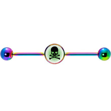 14G Green Rainbow Skull Rainbow Industrial Barbell 37mm