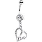 Clear Gem Love in Your Heart Dangle Belly Ring