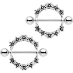 14G 3/4 Flower Halo Wreath Nipple Shied Set