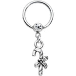 14G 1/2 Clear Gem Holiday Candy Cane Dangle BCR Captive Ring