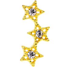 18G Clear Gem Gold Plated Star Trio Cartilage Tragus Earring
