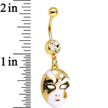 Clear Gem Gold PVD Black Teardrop Masquerade Mask Dangle Belly Ring