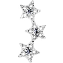 18G 1/4 Clear Gem Star Trio Cartilage Tragus Earring