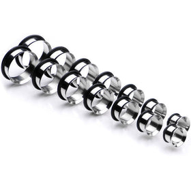 1/2 inch to 1 inch Seven Piece Steel Ear Stretching Tunnel Kit Set of 2