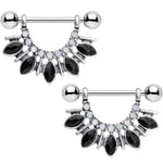 White Faux Opal Black Gem Deco Dash Nipple Shield Set