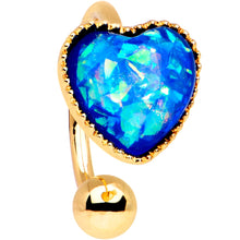 Blue Faux Opal Gold Tone Anodized Sacred Heart Non Pierced Ear Cuff