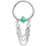 14G 1/2 Faux Turquoise Southwest Drama Dangle BCR Captive Ring
