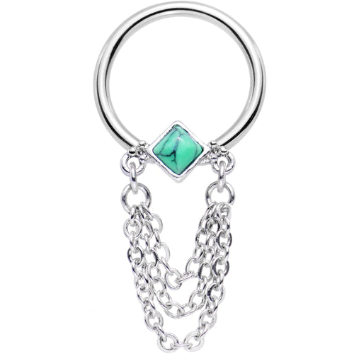 14G 1/2 Faux Turquoise Southwest Drama Dangle BCR Captive Ring