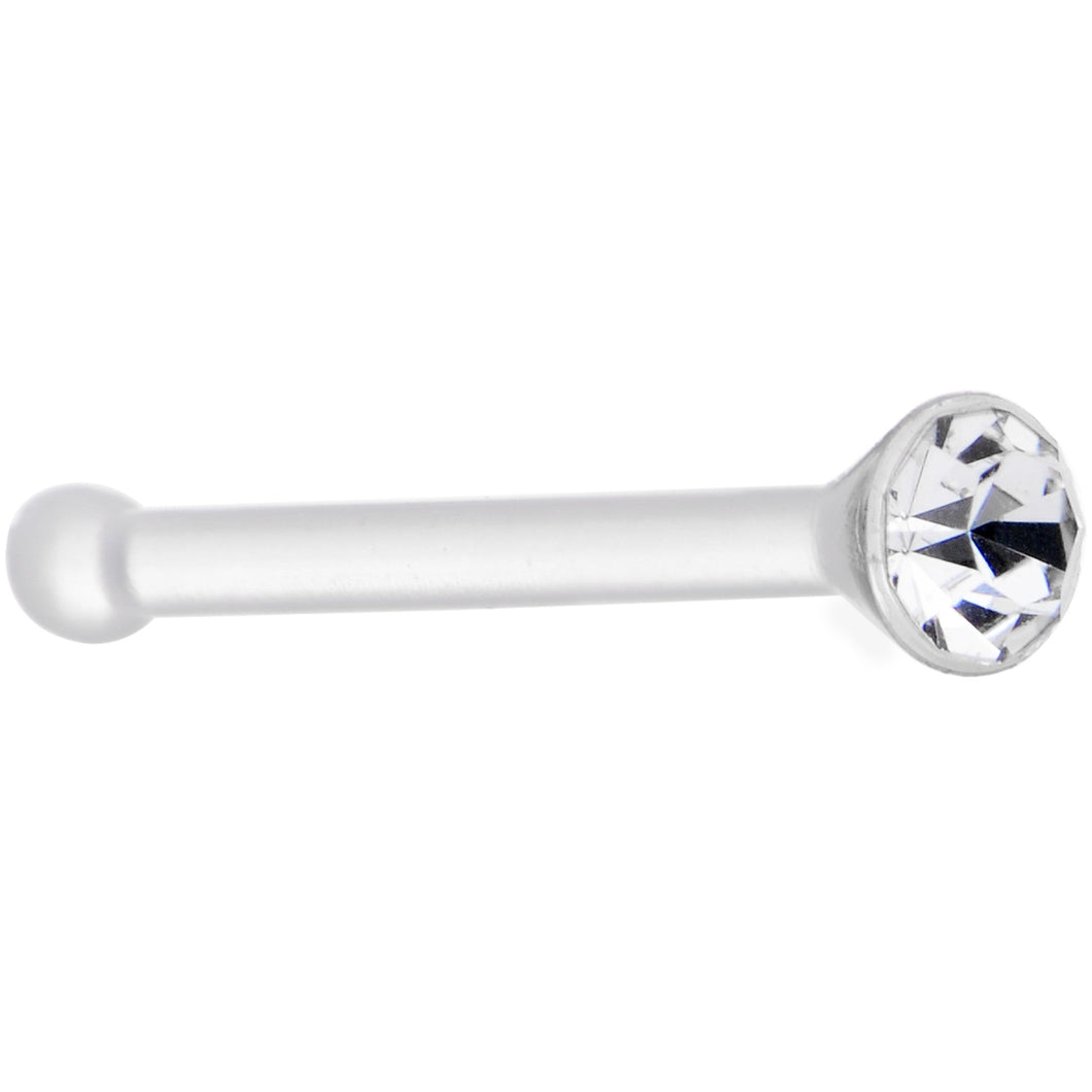 20G 1/4 Clear Gem Stud Acrylic Nose Bone