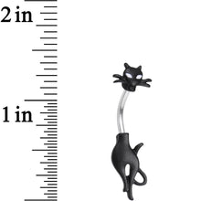 Clear Gem Sleek Black Cat Double Mount Belly Ring