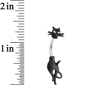 Clear Gem Sleek Black Cat Double Mount Belly Ring