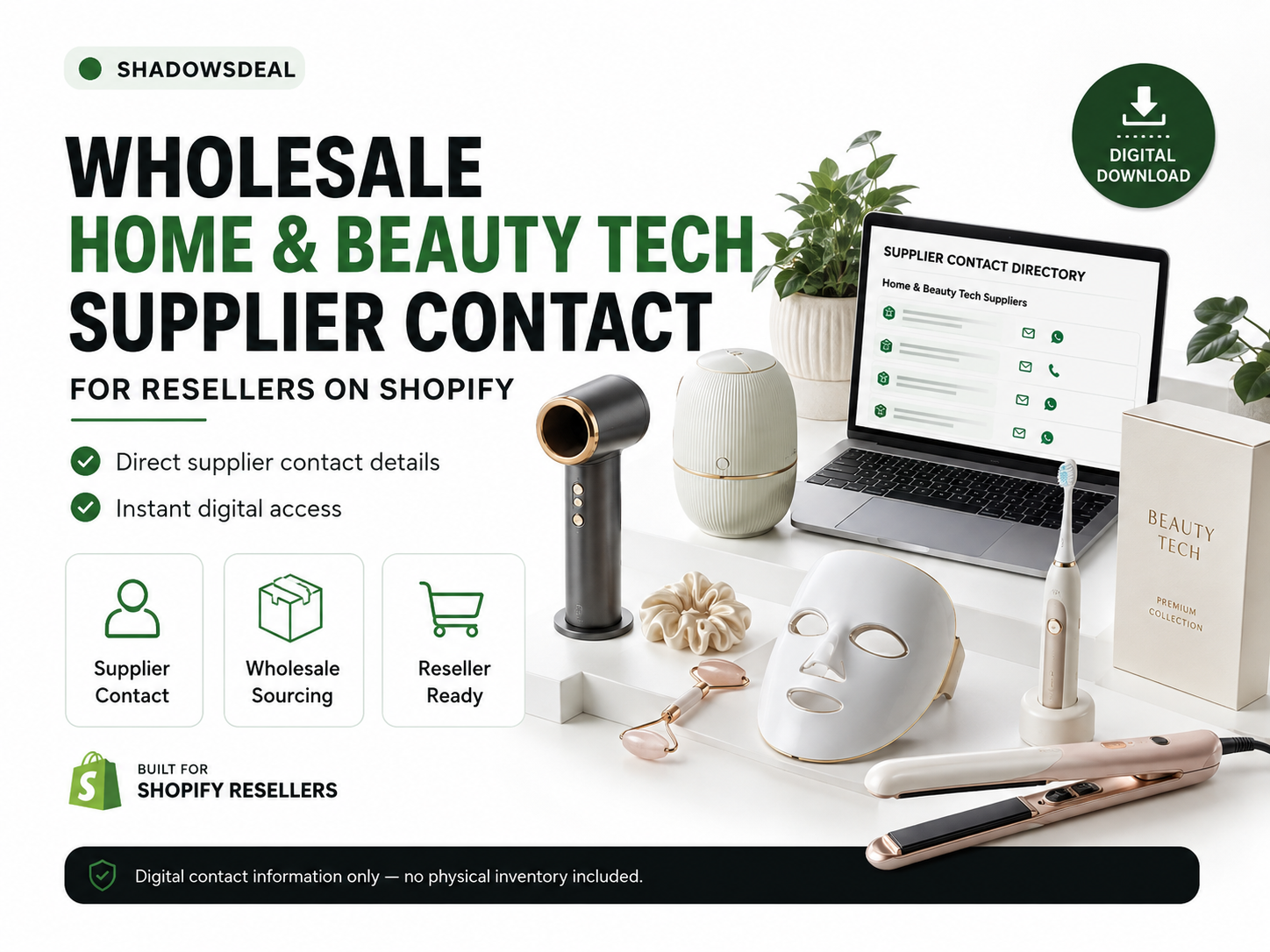 Wholesale Home and Beauty Tech Supplier Contact digital product cover