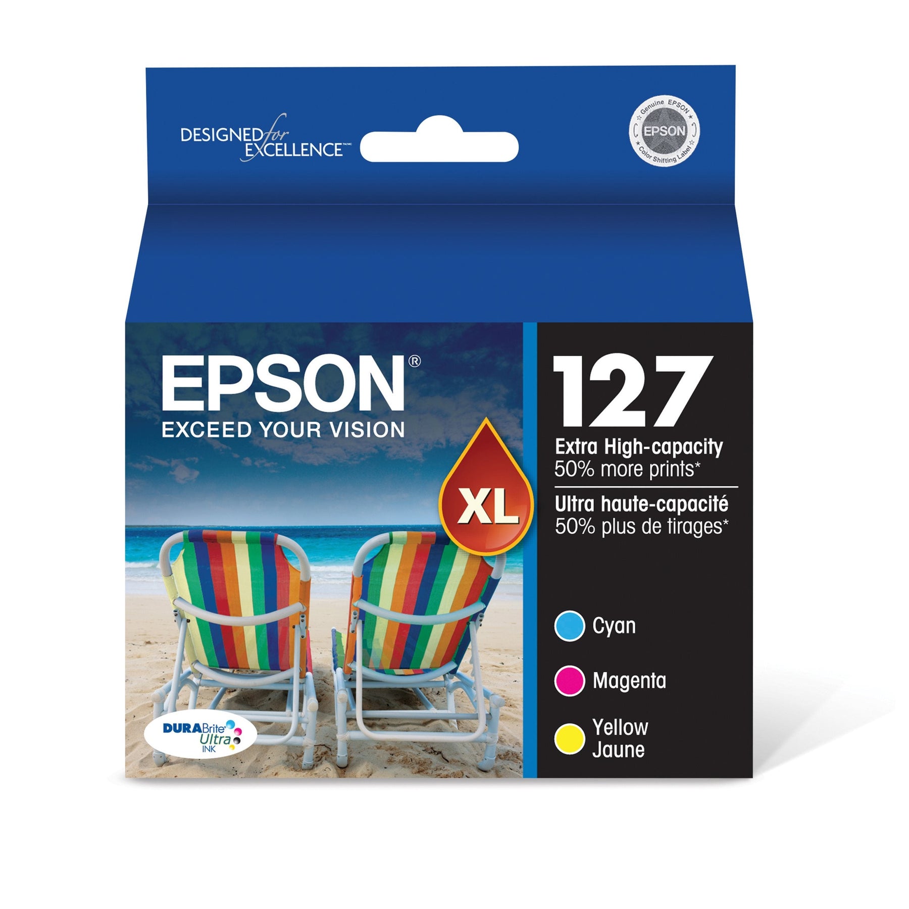 New, Pre-Owned - Epson 127XL Cyan, Magenta and Yellow ink cartridge