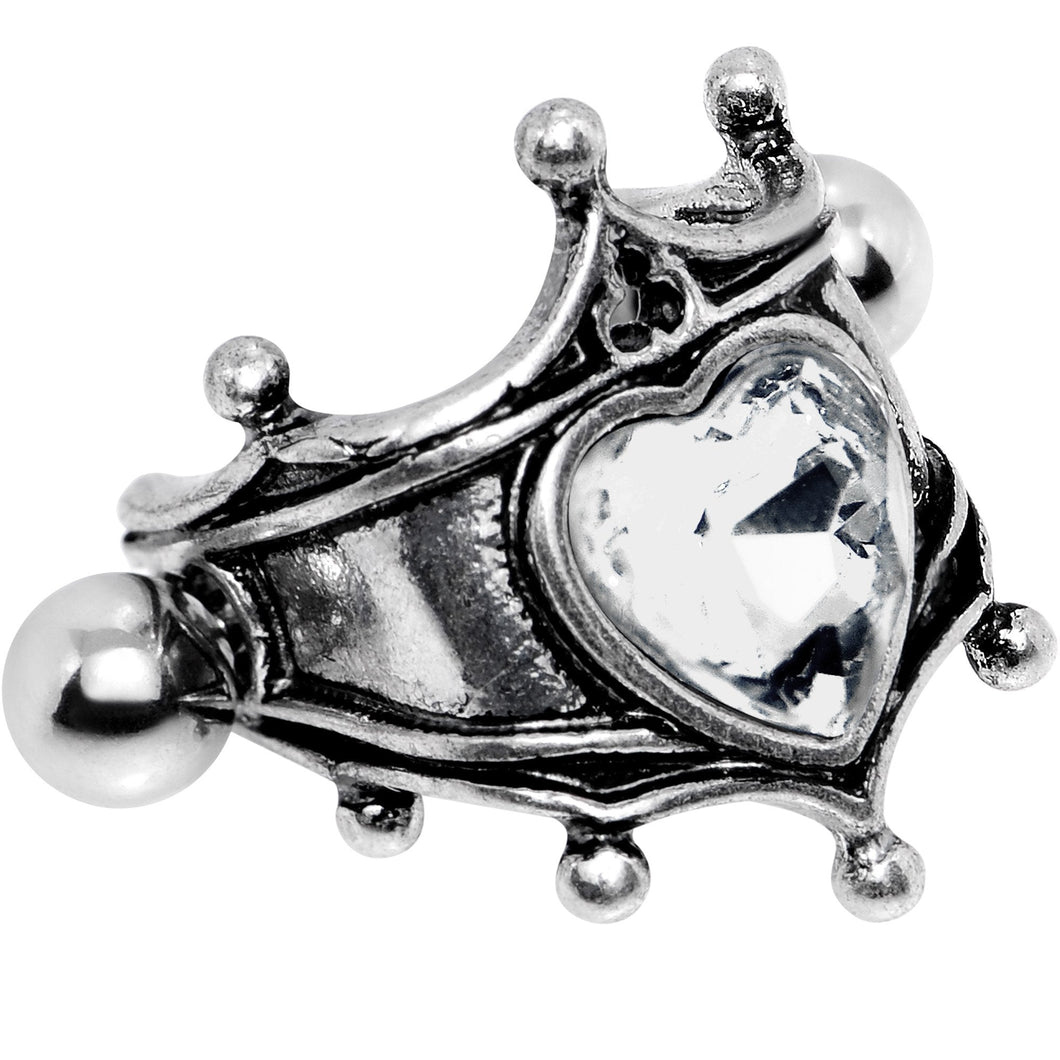 16G 1/2 Clear Gem Queen of Hearts Cuff Cartilage Earring