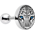 16G 1/4 Black White Leopard Eyes Tragus Cartilage Earring
