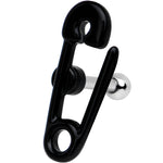 16G 1/4 Black PVD Open Safety Pin Tragus Cartilage Earring