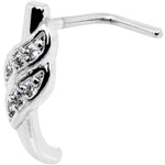 18G Clear CZ Swish Faux Hoop L Shaped Nose Ring