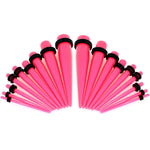 14G to 00G 18 Piece Ear Stretching Kit in Pink Acrylic Set