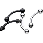 16G 5/16 Black Plated Steel Curved Barbell Eyebrow Ring Set of 4