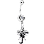 Clear Gem Elephant Trunk Dangle Belly Ring
