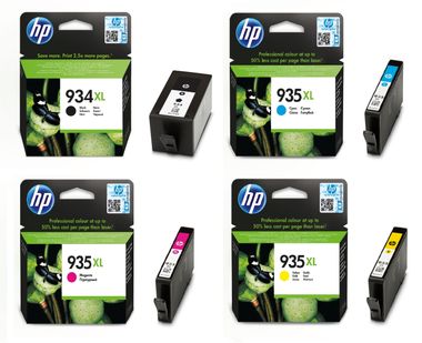 New, Pre-Owned - HP 934XL Black / 935XL Cyan, Magenta, Yellow Ink Cartridges