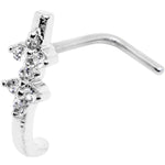 18G Clear CZ Bling Faux Hoop L Shaped Nose Ring