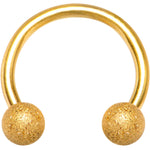 18G 5/16 Gold Color PVD Textured Horseshoe Circular Barbell