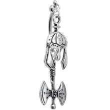 Handcrafted Viking Axe and Helmet Double Mount Dangle Belly Ring