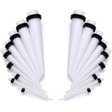 14 to 00G 18 Piece White Acrylic Ear Stretching Taper Kit Set