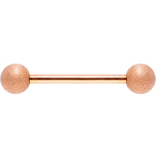14G 5/8 Rose Gold Color PVD Sandblasted Barbell Tongue Ring