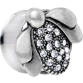 20mm Clear Gem Steel Allow Me Ladybug Double Flare Tunnel Plug Set
