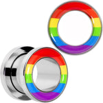 Rainbow Unity Pride Screw Fit Tunnel Plug Set 2G to 1
