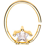 20G 3/8 Clear Star CZ Gem Gold Tone Circular Seamless Ring