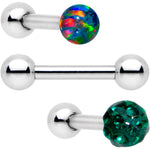 16G 1/4 Green Faux Opal Ball Cartilage Tragus Earring 3 Pack Set