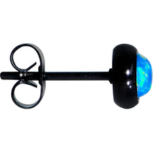 Green Synthetic Opal Black IP 316L Surgical Steel Stud Earrings