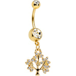 Clear Gem Gold Anodized Tree of Life Dangle Belly Ring