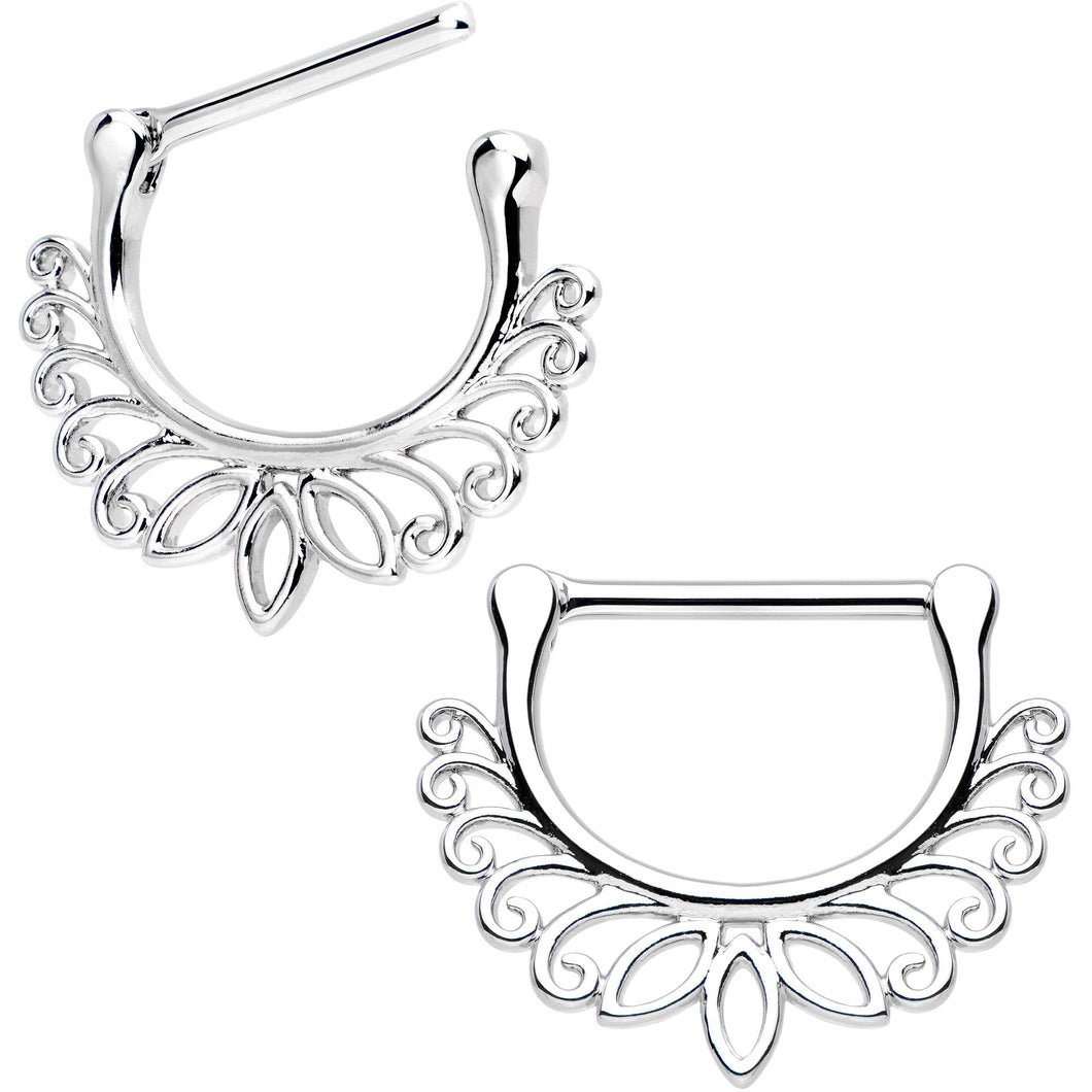 14G 7/16 Leafy Lotus Flower Nipple Clicker Set