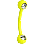 3/8 Clear Gem Yellow Acrylic Over Steel Curved Eyebrow Piercing