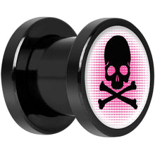 Pink Black Skull Black Anodized Screw Fit Plug Set 0G