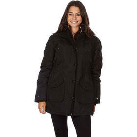 Yoki Women's Long Heavy Weight Coat with Leopard Sherpa Lining and Hood