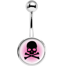 Pink Black Skull Belly Ring