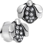 5/8 Clear Gem Steel Allow Me Ladybug Double Flare Tunnel Plug Set