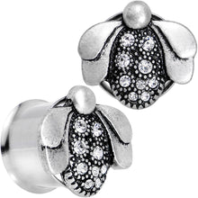 5/8 Clear Gem Steel Allow Me Ladybug Double Flare Tunnel Plug Set