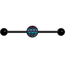 14G Pink Teal Tribal Pattern Black Industrial Barbell 37mm