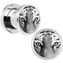 Black White Tiger Eyes Steel Screw Fit Plug Set 0G