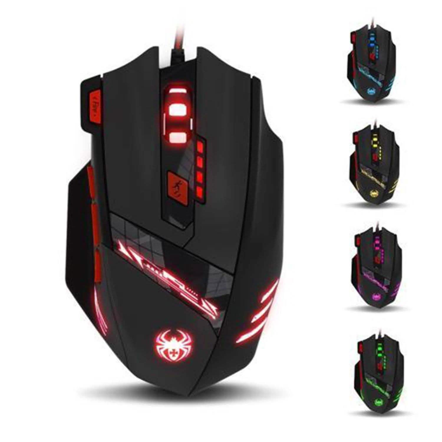 Zelotes 8000 DPI 8 Button USB LED Light Optical Wired Gaming Mouse