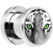 Black White Tiger Eyes Steel Screw Fit Plug Set 0G